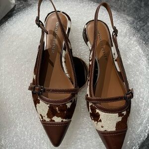 Pointed-Toe Slingback All Leather Flat NEW